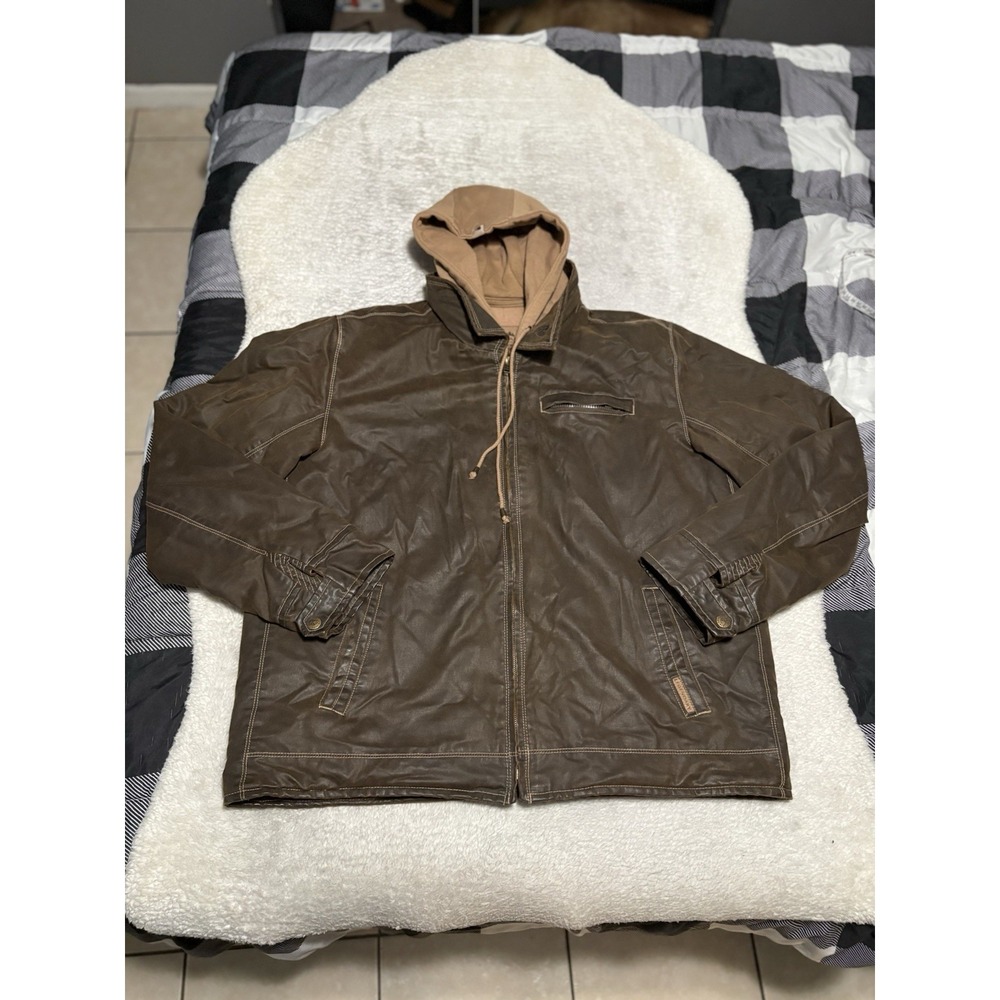 Legendary Whitetails Men's XL Brown Dakota Waxed Canvas Hooded Work Jacket